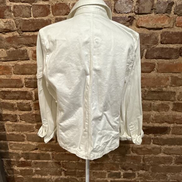 J. Crew Downtown Field Waxed Field Jacket, Cream, Size L Button Up Pockets - Picture 5 of 11